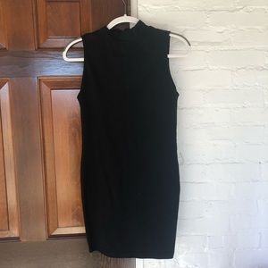 Tight Black Open-Back Mock-Neck Dress